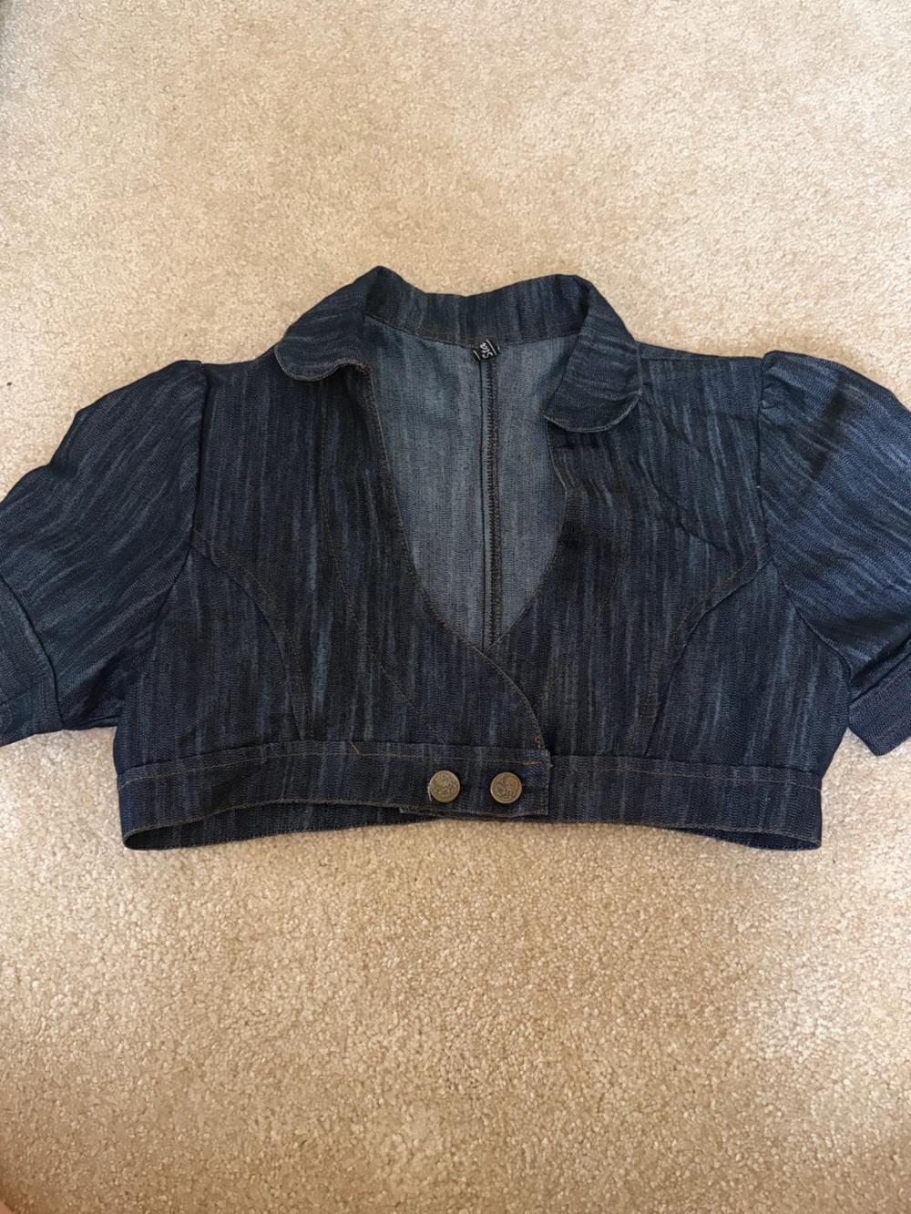 Cropped Denim Jacket Bolero - Dark Blue
